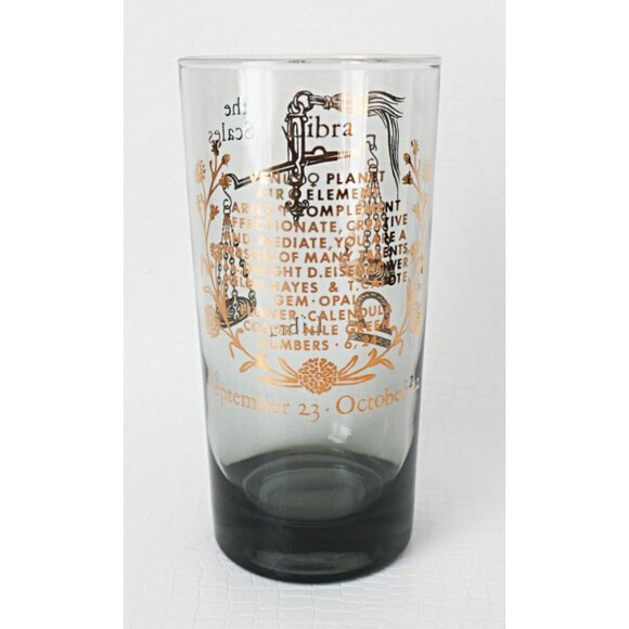 Vintage Horoscope Libra Cocktail Drinking Glass Highball Tumbler Barware - Picture 4 of 5